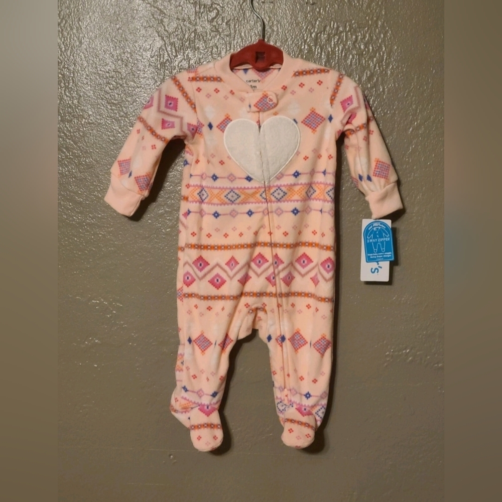 Carters girls 3 month 2 way zip and snap closure NWT footie sleeper - Picture 10 of 10